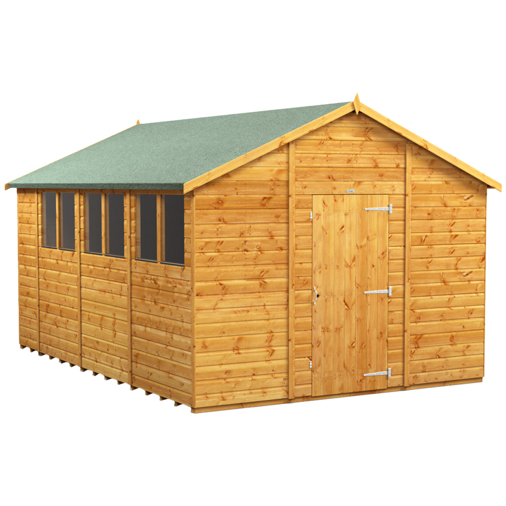 Power Sheds 14 x 10ft Apex Wooden Shed with Window Image 1