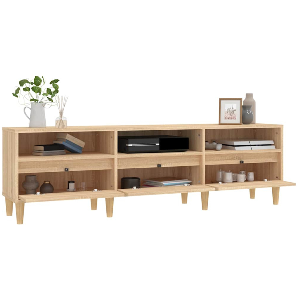 vidaXL 3 Door 3 Shelf Sonoma Oak Wide TV Cabinet Image 5