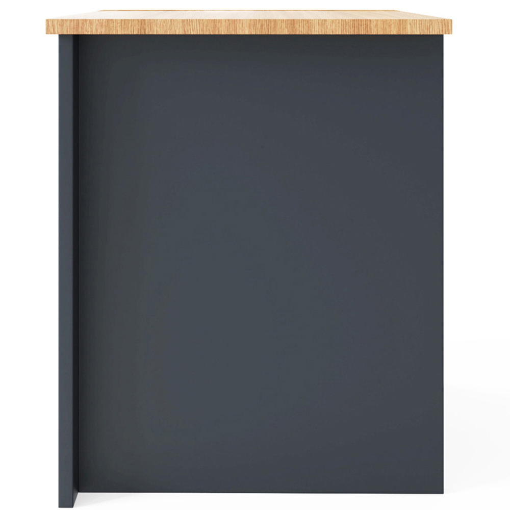 GFW Lancaster 2 Drawer Slate Blue Bedside Table with Oak Effect Top Image 5