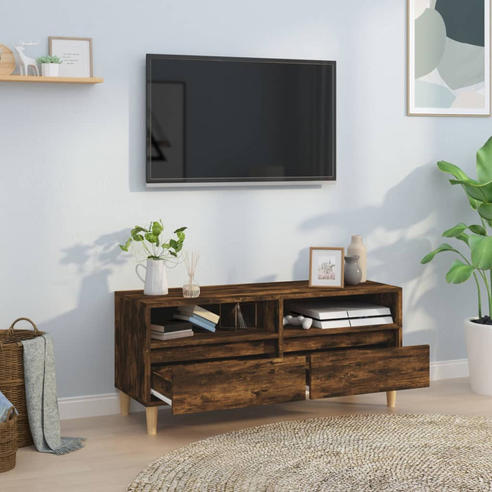 vidaXL 2 Drawer 2 Shelf Smoked Oak TV Cabinet Image 3