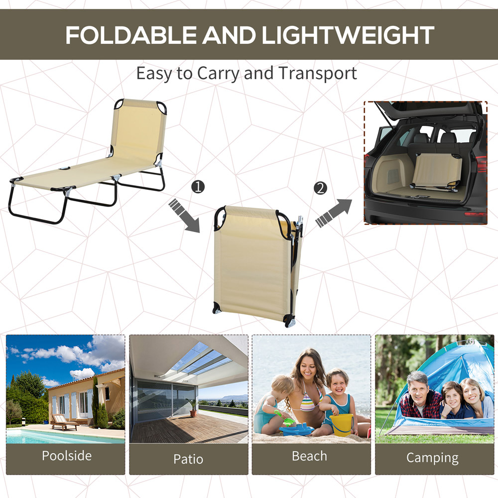 Outsunny Beige Foldable Sun Lounger Image 6