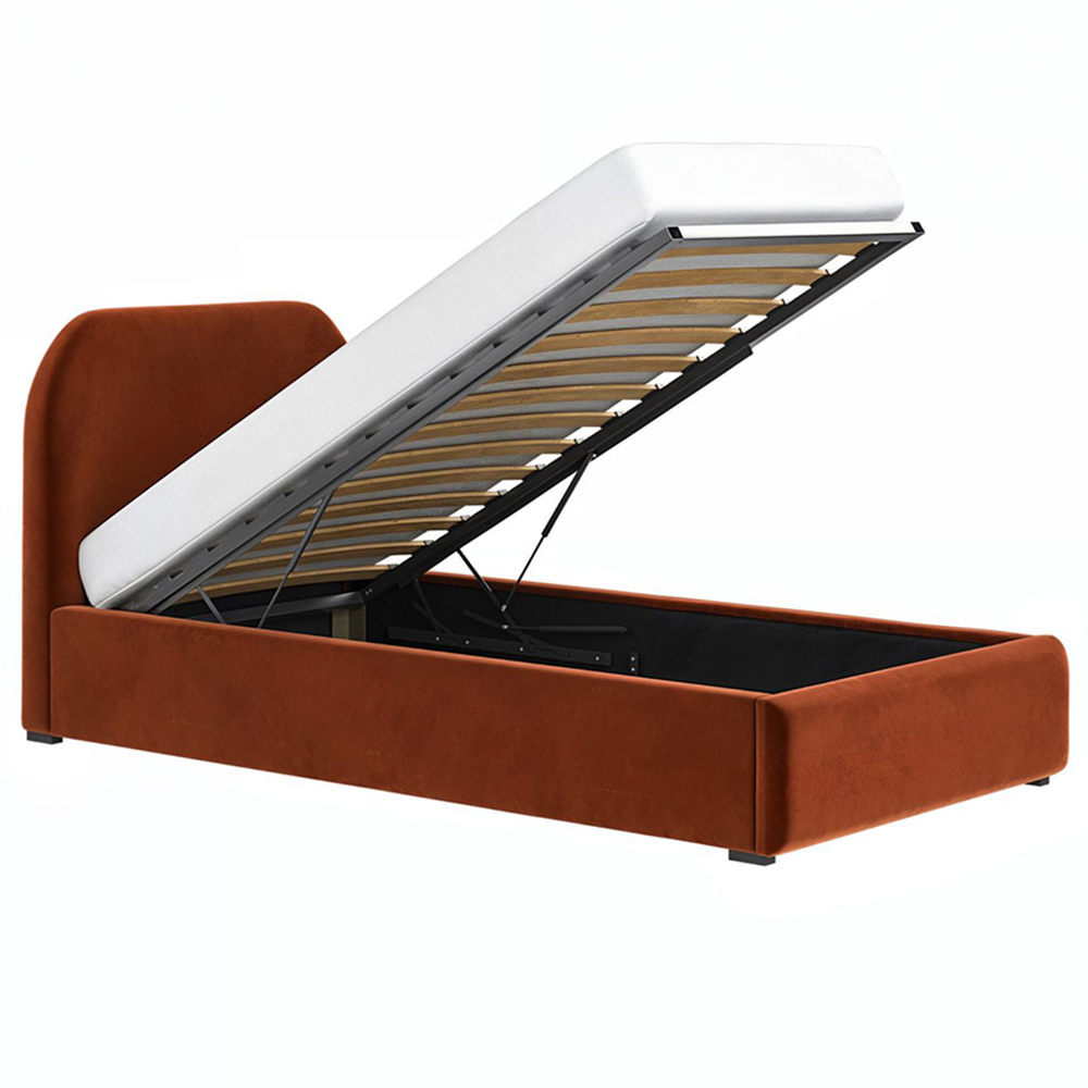 Flair Alba Single Orange Velvet Ottoman Bed Image 2