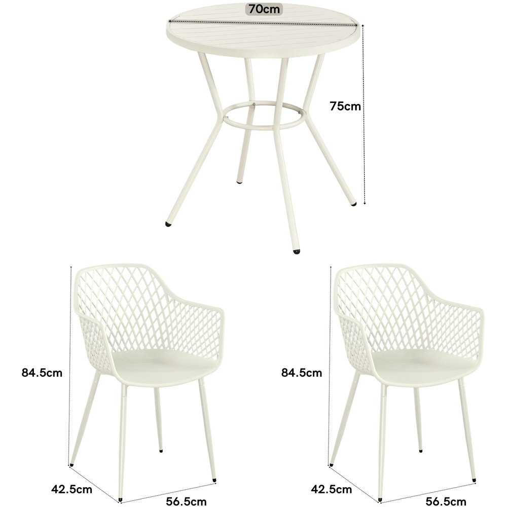 Core Products 2 Seater White Lattice Design Round Plastic Table Garden Bistro Set Image 8