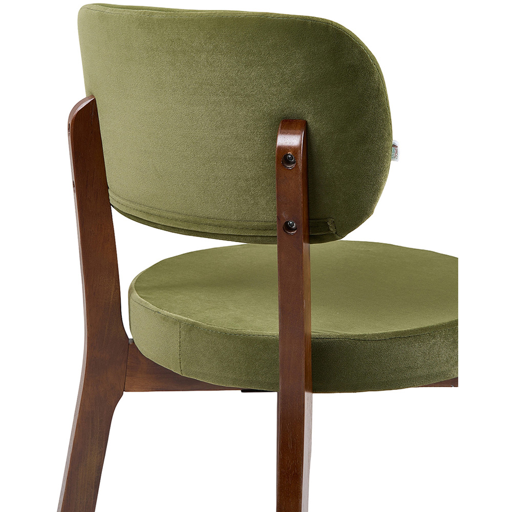 Living and Home Set of 2 Green Linen-Effect Fabric Upholstered Rubberwood Dining Chairs Image 7