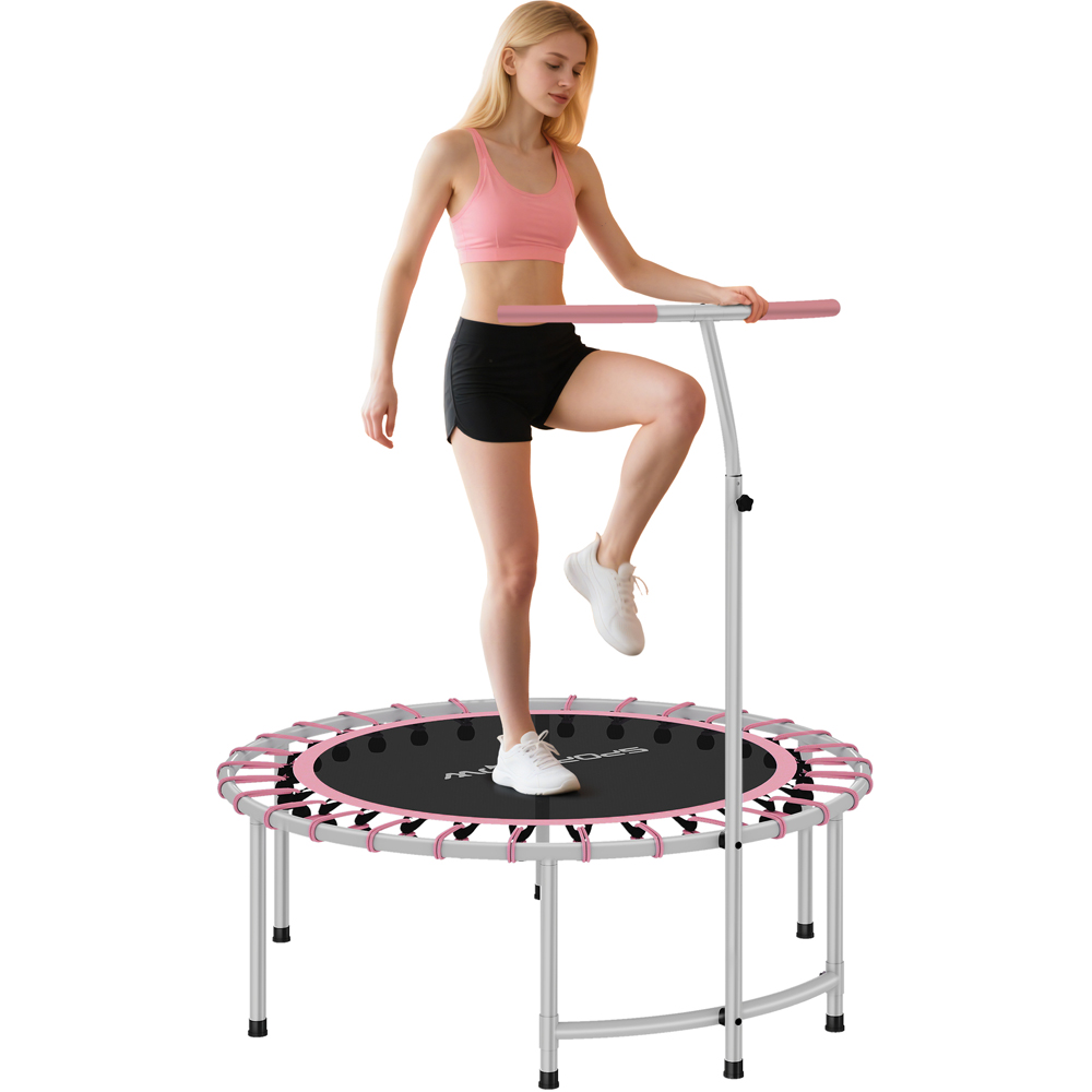SPORTNOW 3.3ft Pink Fitness Trampoline with Adjustable Handle Image 1