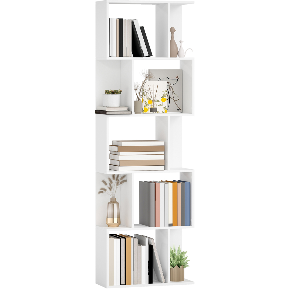 Portland 5 Shelf White S-Shaped Bookcase  Image 2