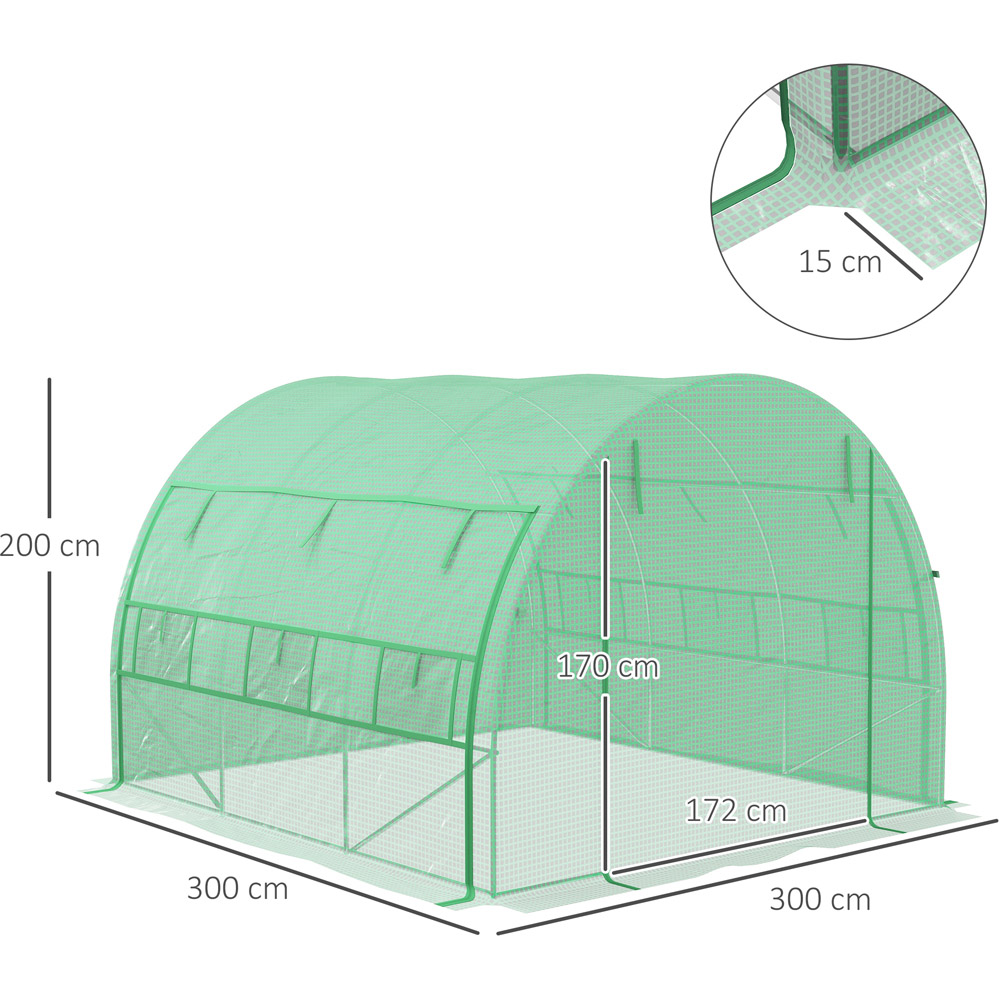 Outsunny Green Plastic 10 x 10ft Polytunnel Greenhouse Image 8