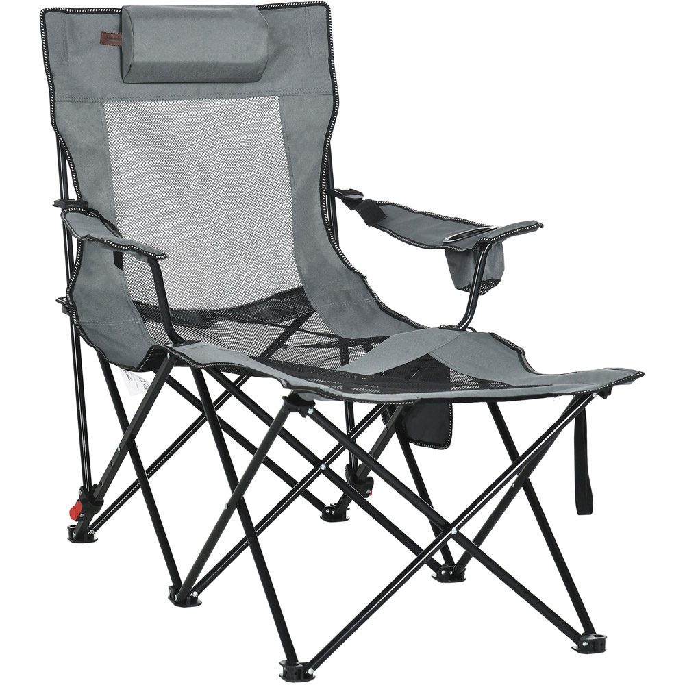 Outsunny Grey 3 Level Adjustable Folding Sun Lounger Image 2