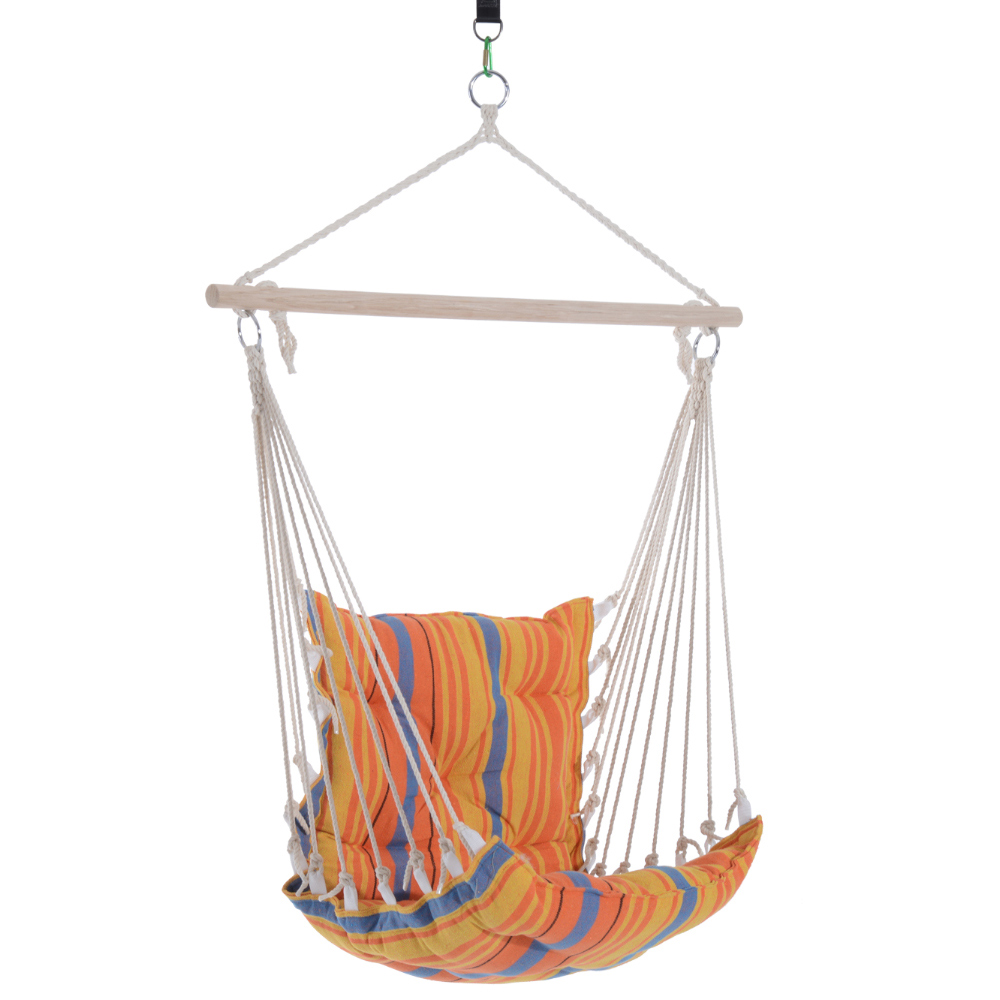 Outsunny Orange Stripe Hanging Padded Swing Chair Image 2