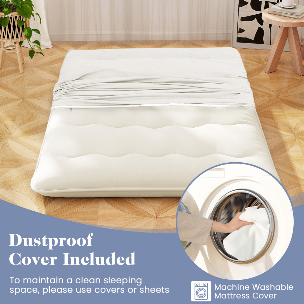 Costway Double Beige Japanese Futon Floor Mattress with Bag Image 3