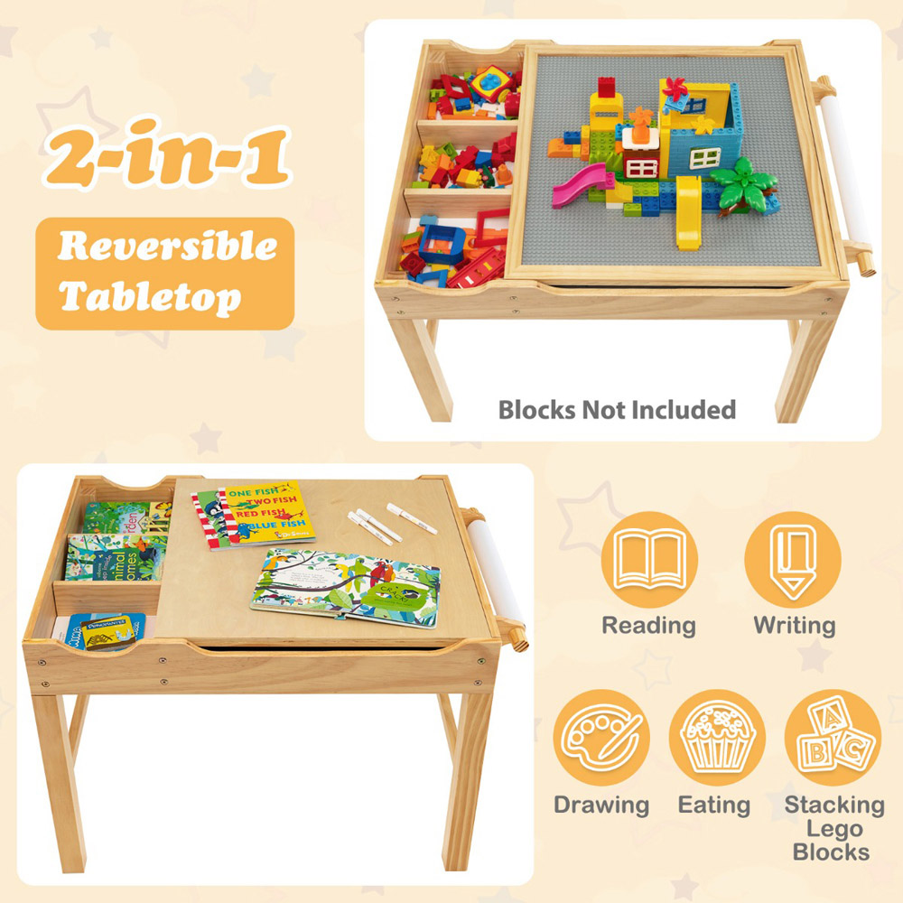 Costway Natural Wooden Children Activity Table Image 7