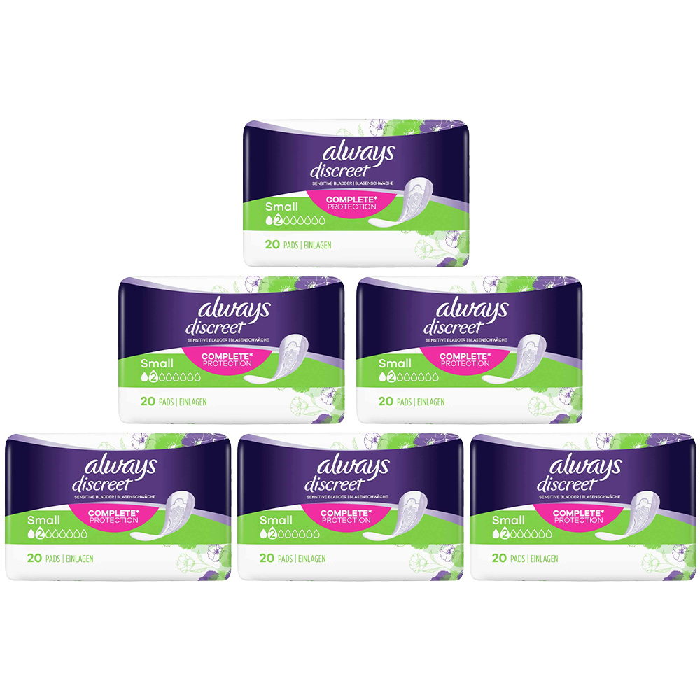 Always Discreet Sensitive Bladder Small Incontinence Pads 20 Pack Case