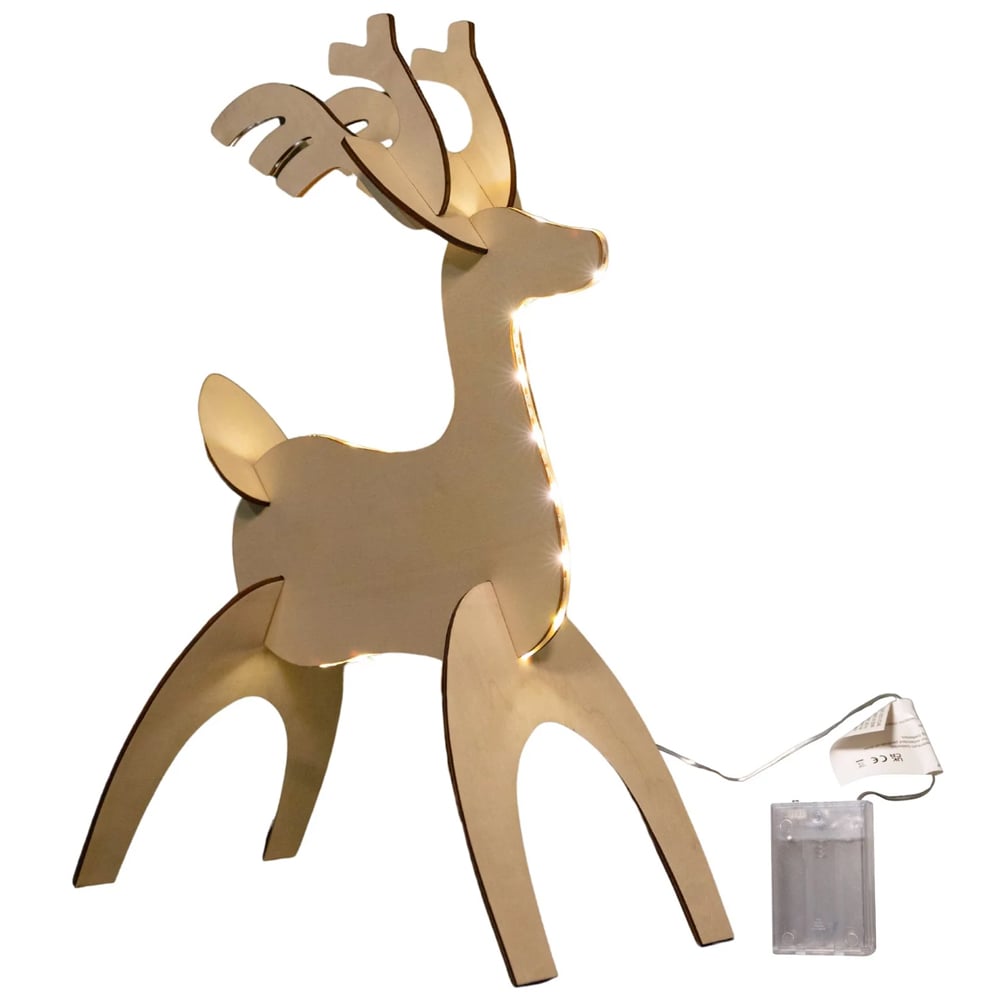 Samuel Alexander Light Up 3D Wooden Reindeer Christmas Decoration Image 1