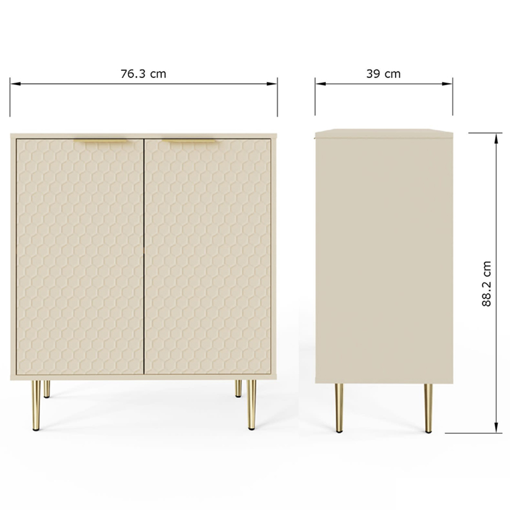 GFW Azariah 2 Door Ivory Compact Sideboard Image 8