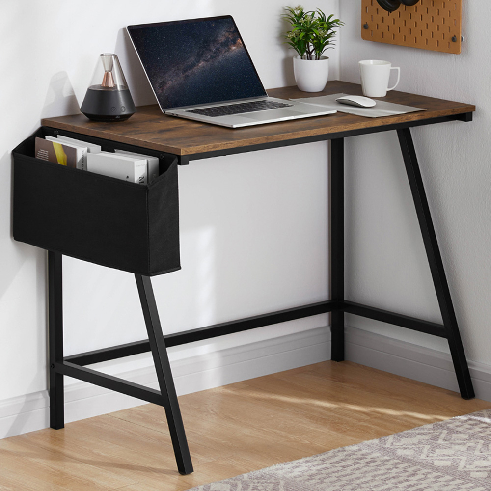 Vida Designs Brooklyn Dark Wood Small Computer Desk Image 1