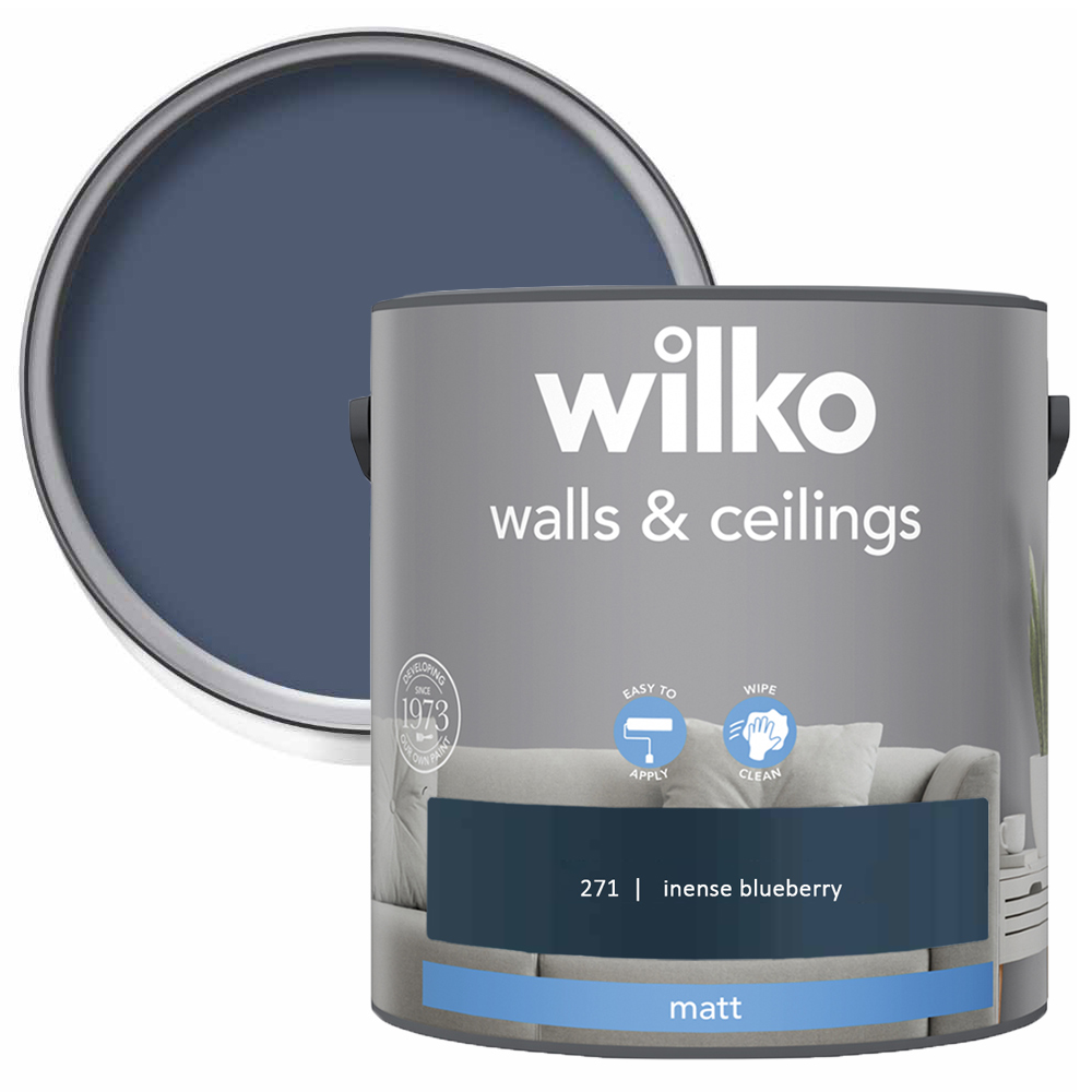 Wilko Walls & Ceilings Intense Blueberry Matt Emulsion Paint 2.5L Image 1
