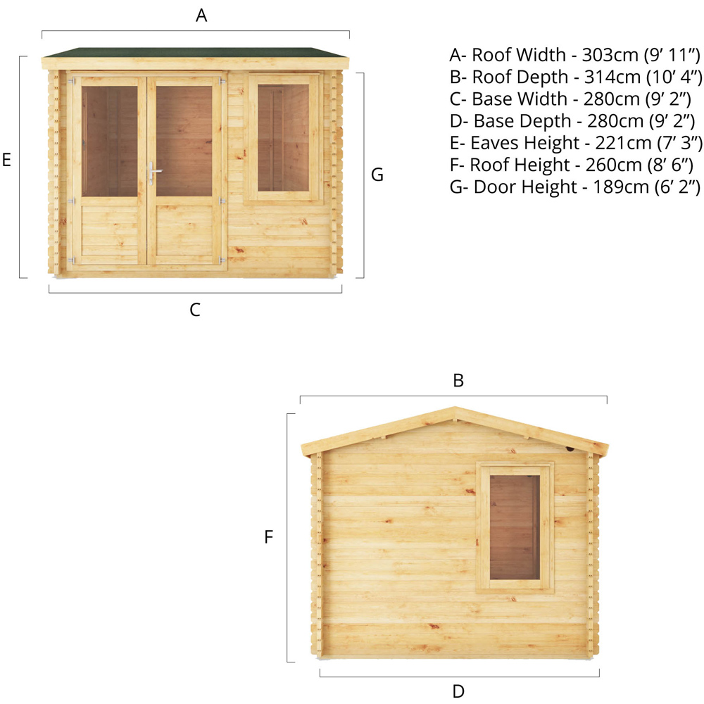 Mercia 9.8 x 9.8ft Home Office Log Cabin Image 7