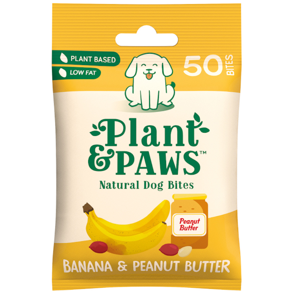 Plant & Paws Banana & Peanut Butter Natural Dog Bites 50 Pack Image 1