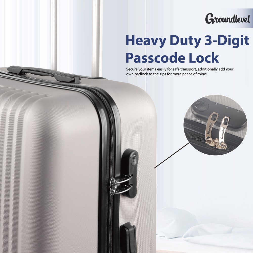 Groundlevel Delta Hard Shell Set of 3 Silver XL Luggage Suitcase Image 2