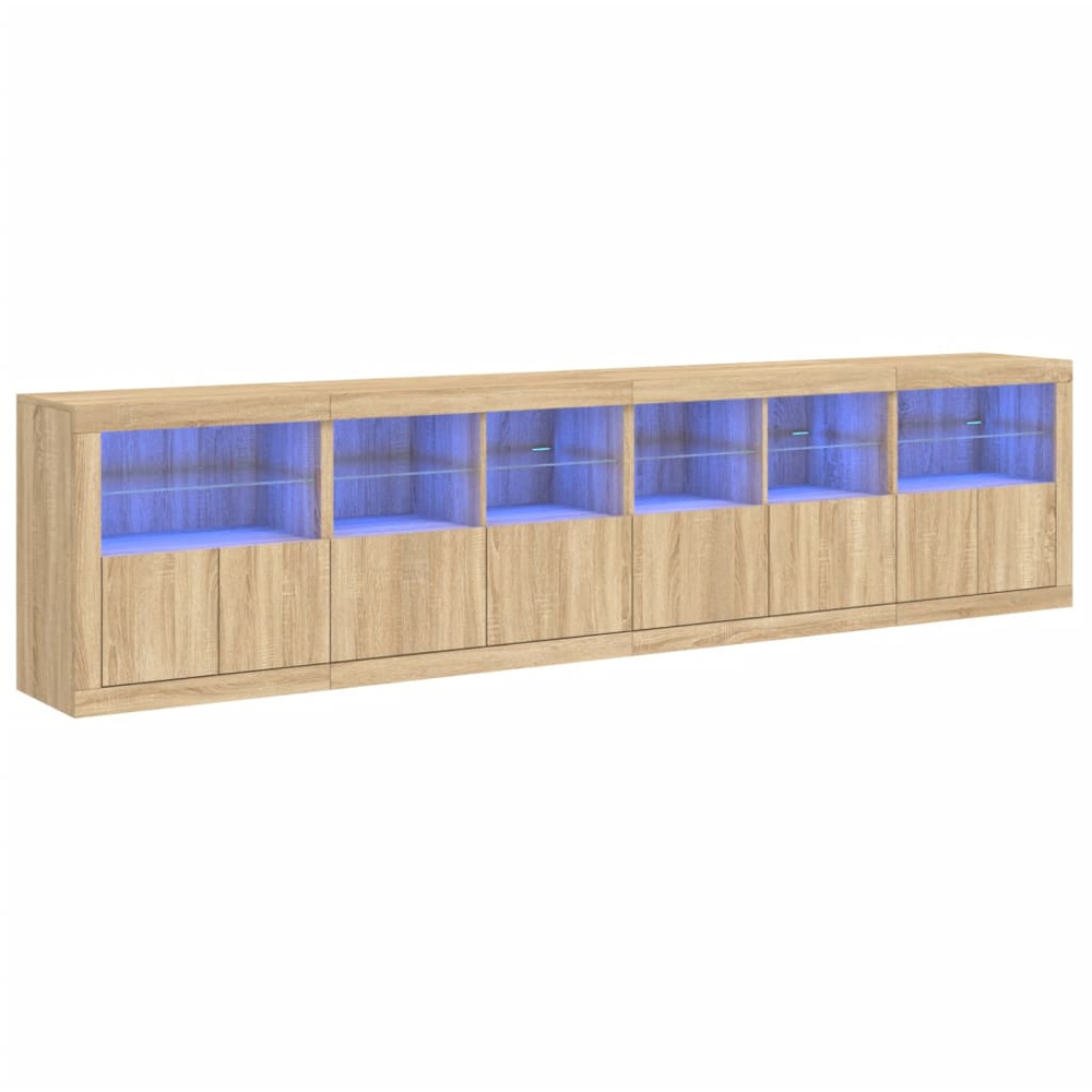 vidaXL 8 Door 12 Shelf Sonoma Oak LED Sideboard 4 Piece Image 2