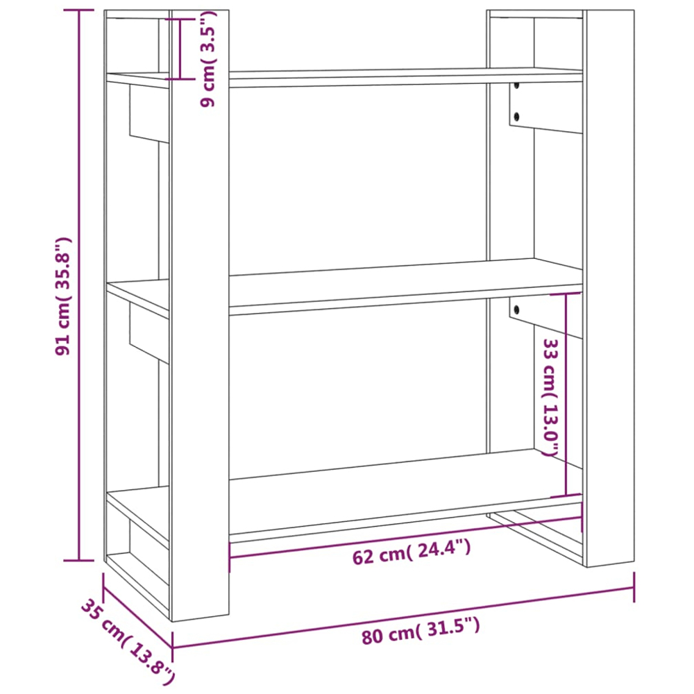 vidaXL 3 Shelf White Solid Pine Wood Bookcase Image 9