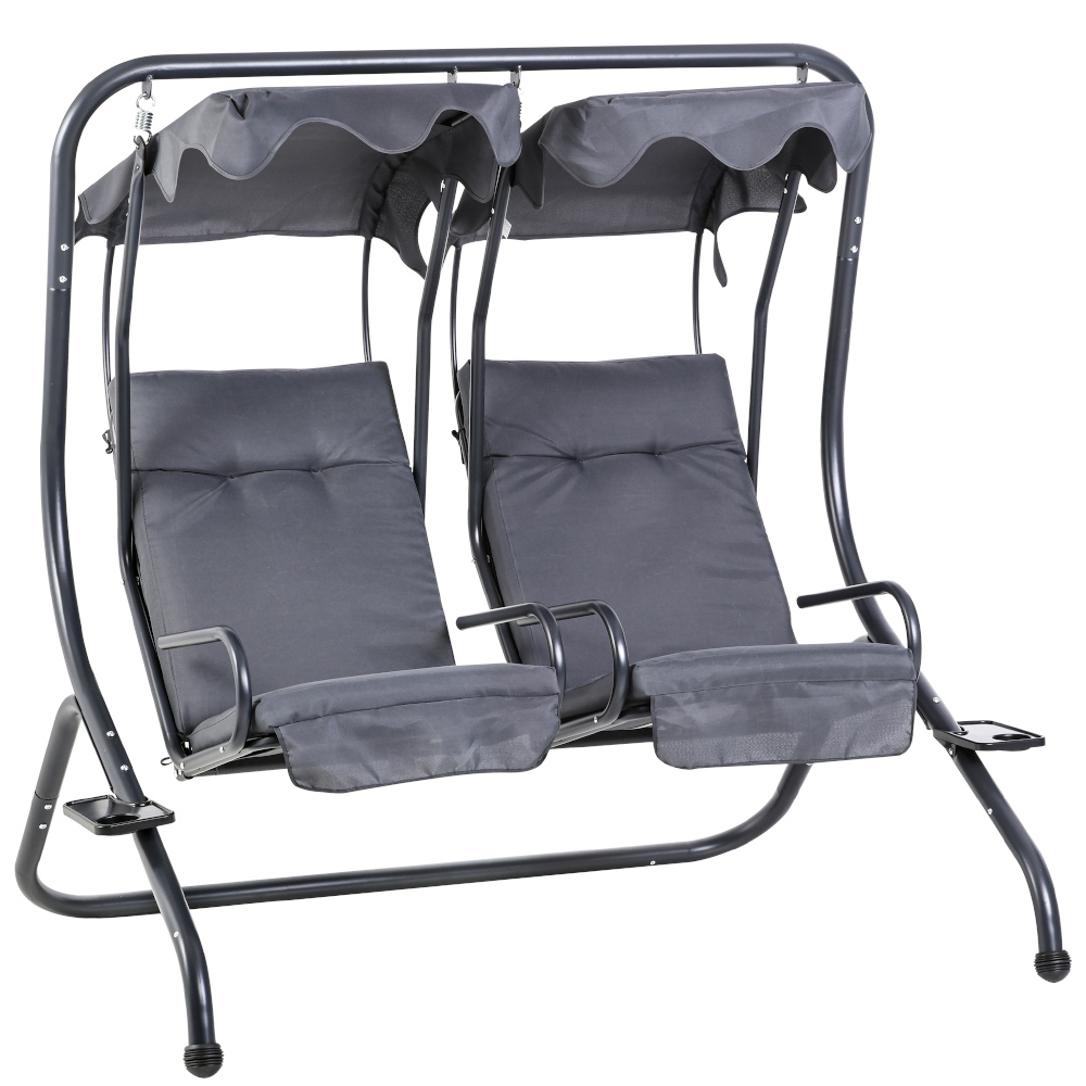 Outsunny 2 Seater Grey Canopy Swing Image 2