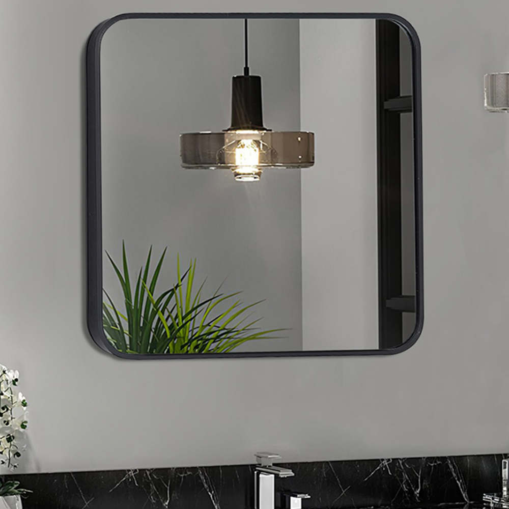 Living and Home Black Aluminium Alloy Frame Square Wall Mirror 40 x 40cm Image 8