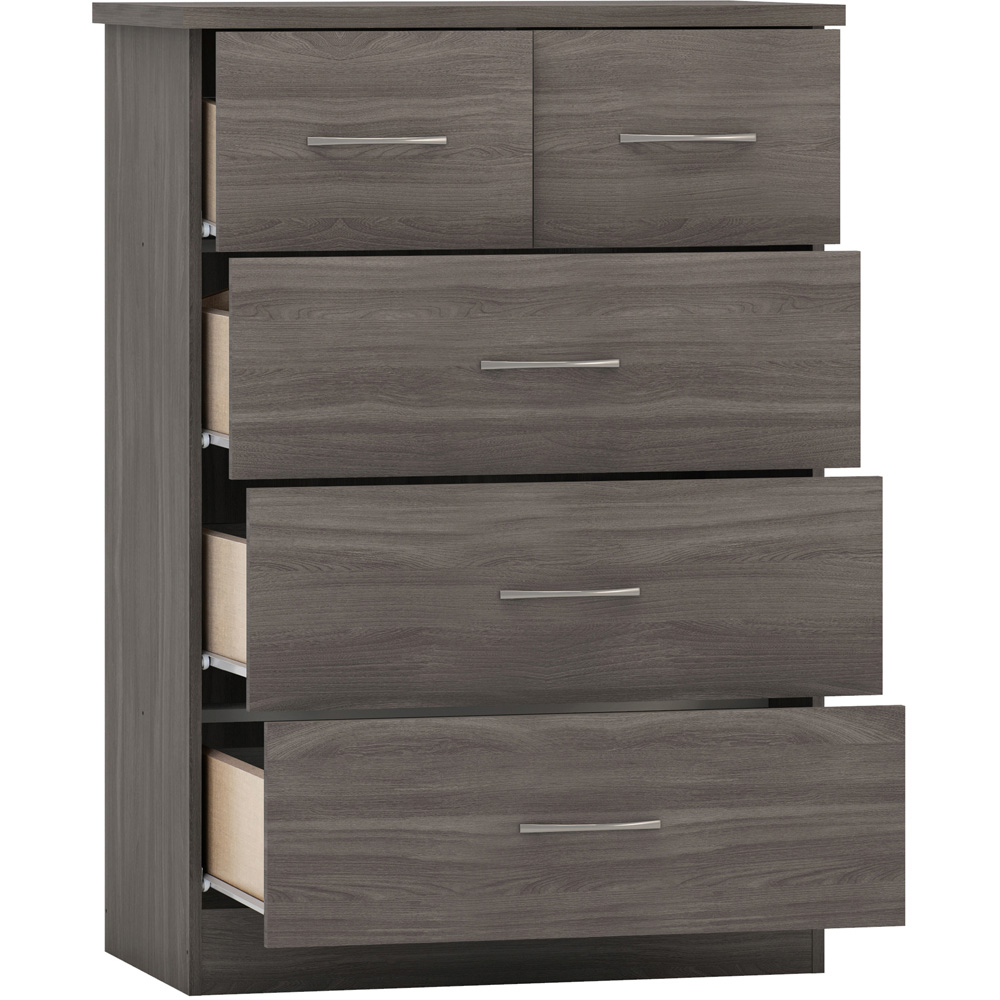 Seconique Nevada 5 Drawer Black Wood Grain Chest of Drawers Image 4