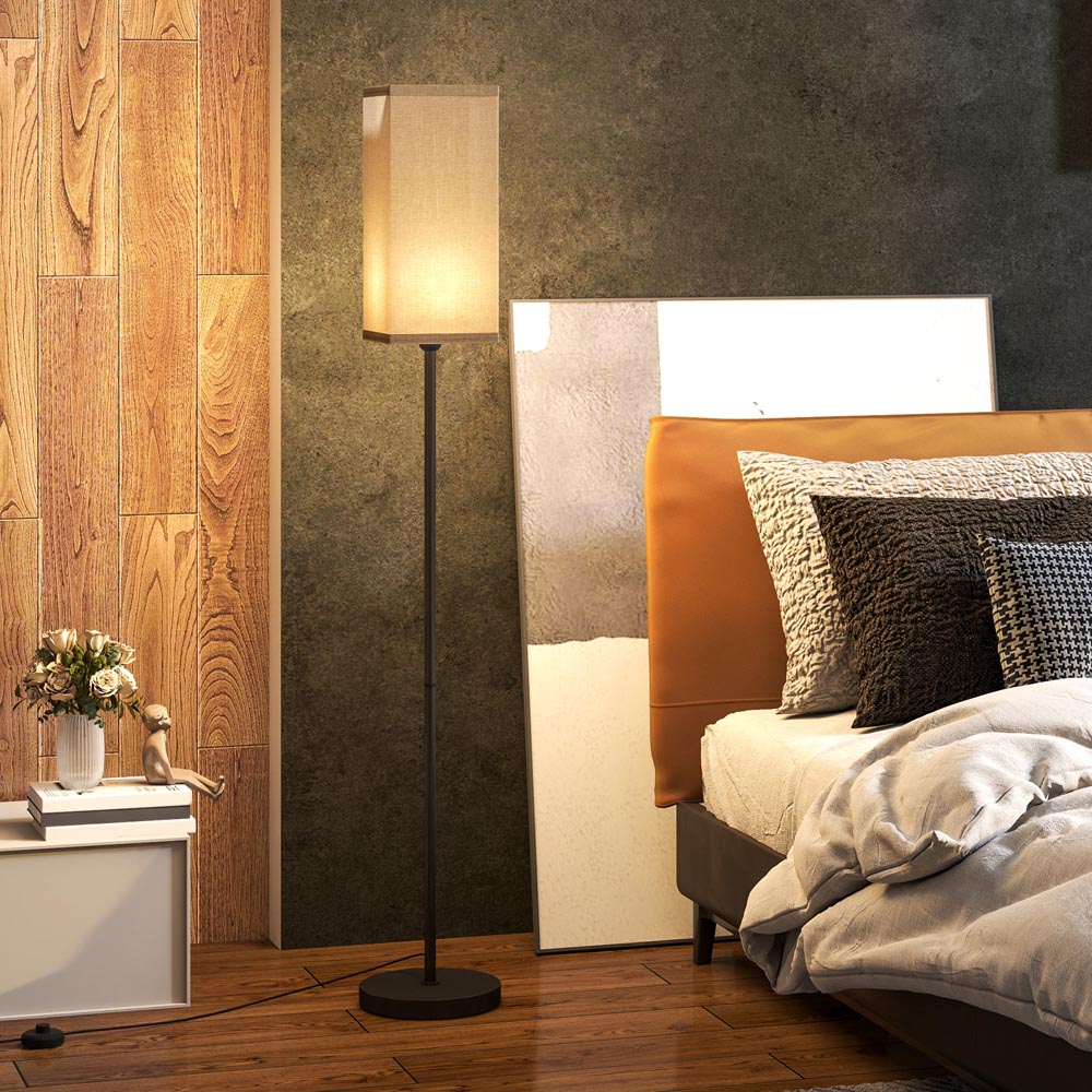 Portland Black Linen Shade Standing Floor Lamp 161.5cm Image 2