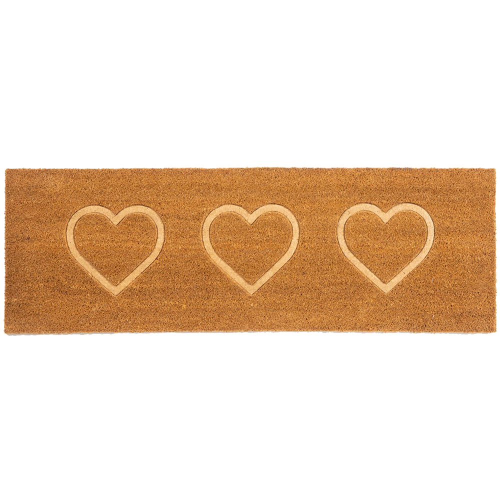 Astley Natural Embossed Heart Coir Doormat 40 x 120cm Image 1