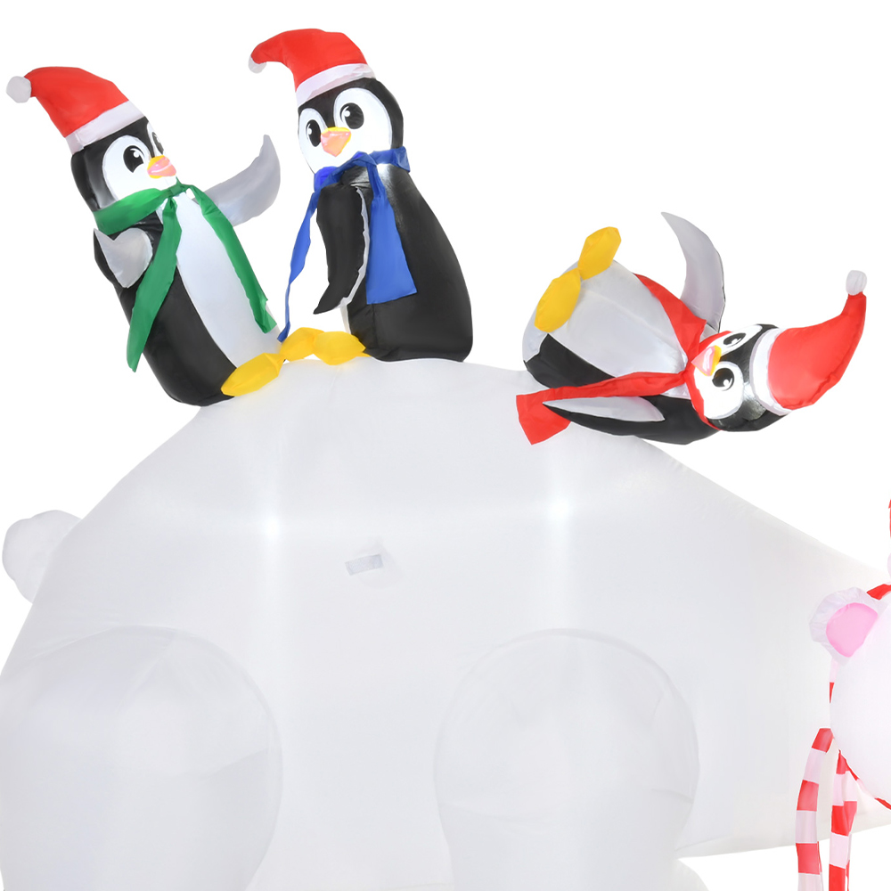 Everglow LED Inflatable Christmas Polar Bear with Penguins Decoration 4.9ft Image 4