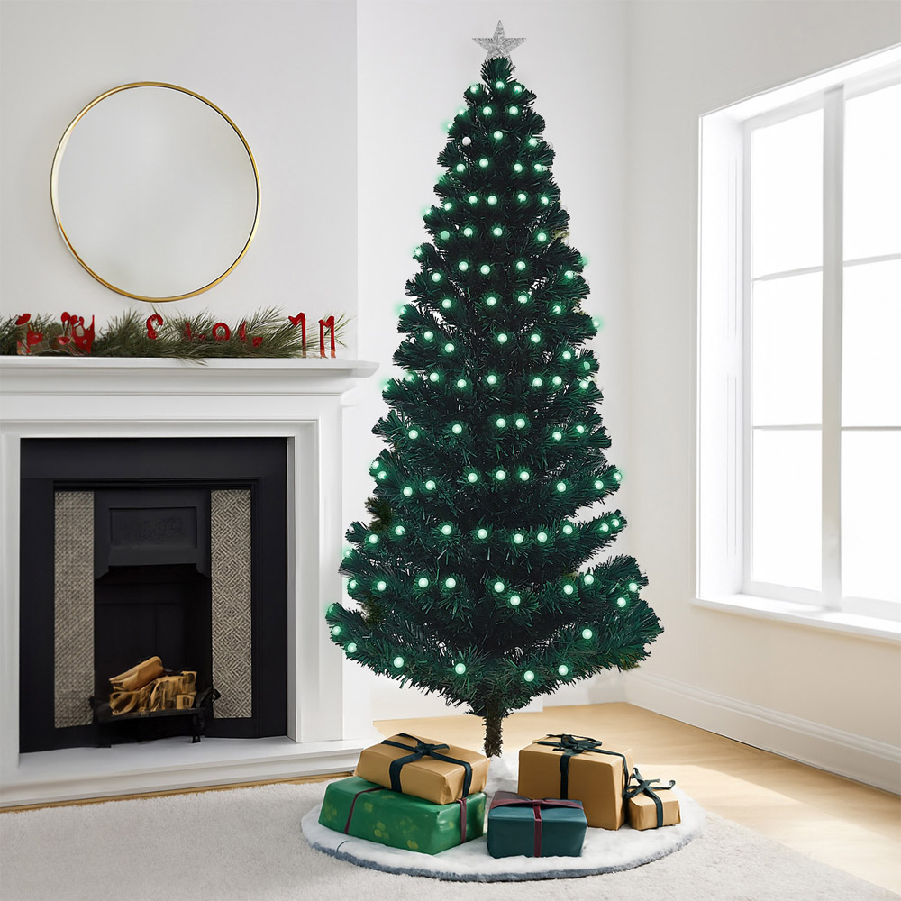 Noel Square Pre Lit LED Fibre Optic Xmas Tree 1.9ft Image 2