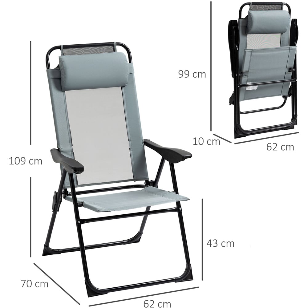 Outsunny Set of 2 Grey Foldable Sun Lounger Image 8