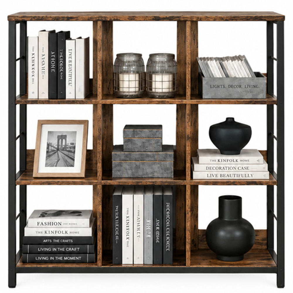 Modcraft 6 Shelf Black and Rustic Brown Industrial Bookcase Image 3