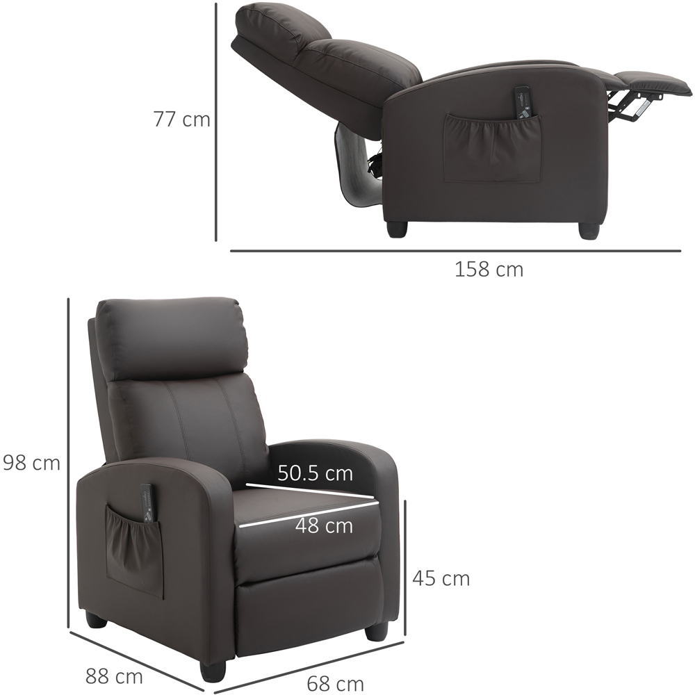 Portland Brown PU Leather Recliner Massage Chair with Remote Image 7