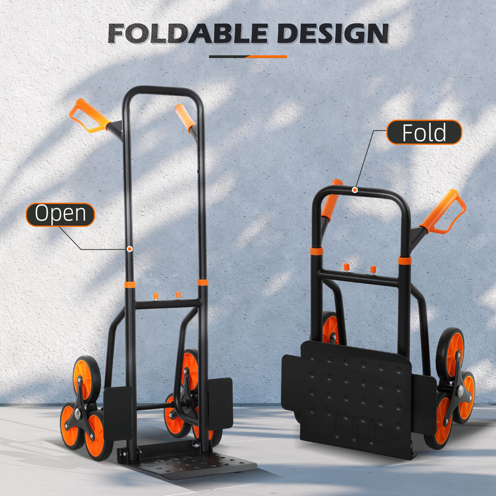DURHAND Orange2 6 Wheel Foldable Stair Climbing Trolley Image 6