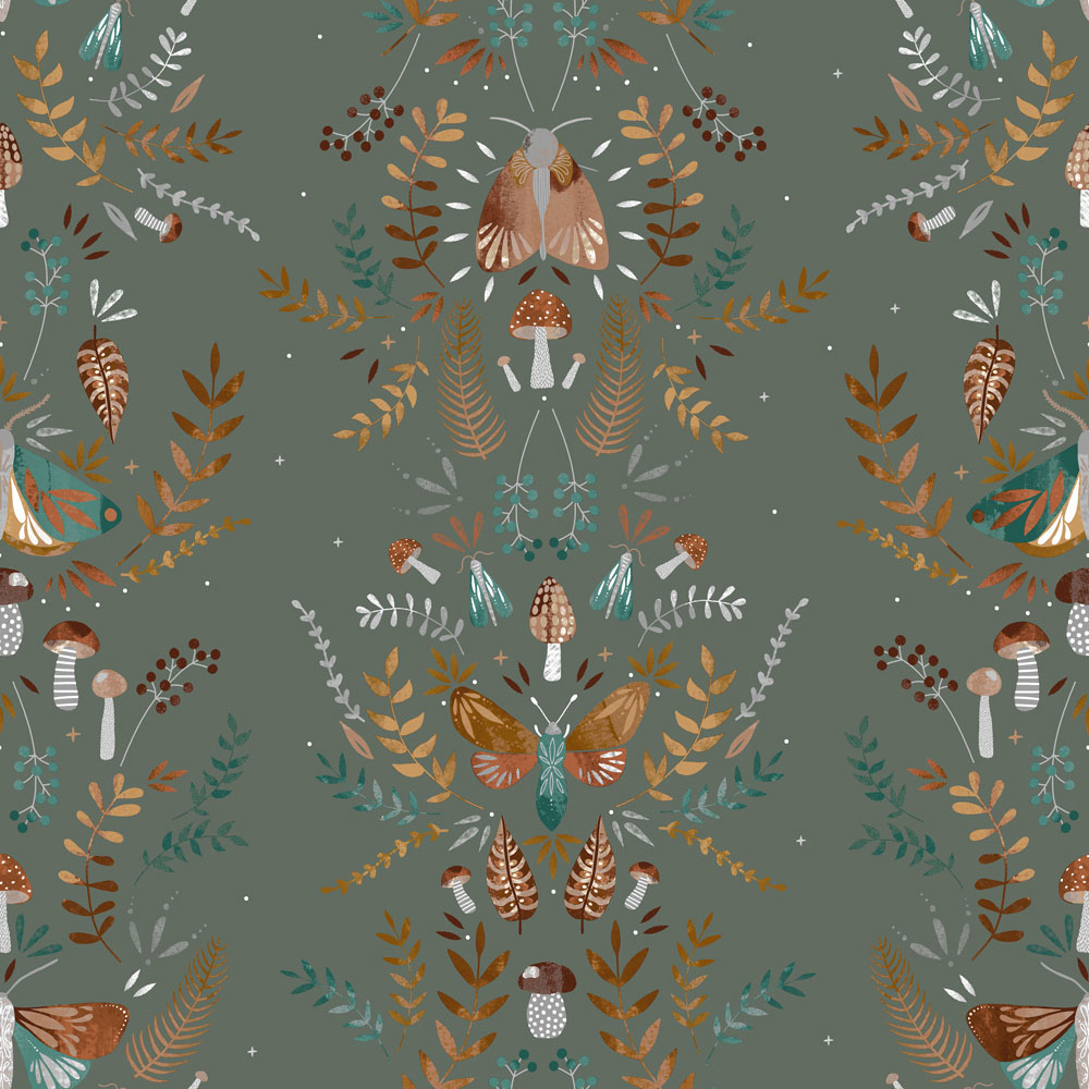furn. Lunawood Double Fern Green Duvet Set Image 5