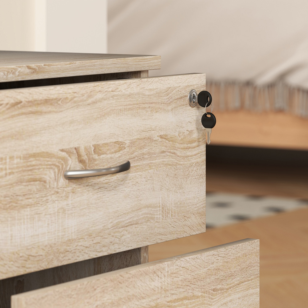 HOMCOM 2 Drawer Oak Wooden Mobile Filing Cabinet Image 3