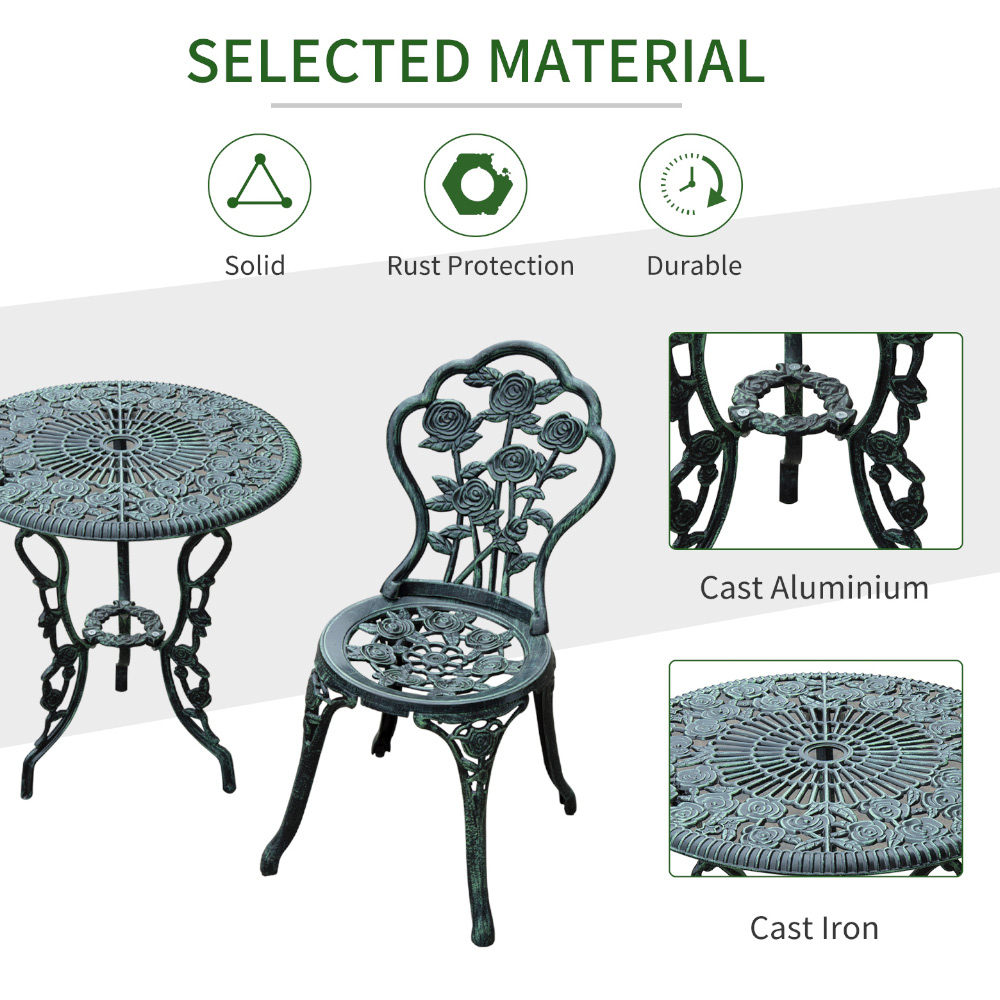 Outsunny Cast Aluminium Table Chair Set Image 3