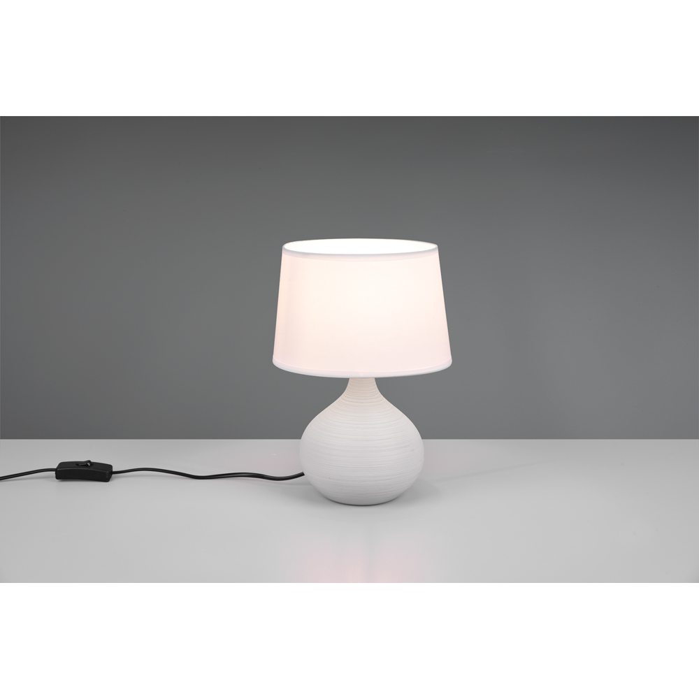 TRIO Martin Cappuccino Ceramic Table Lamp with White Shade Image 3