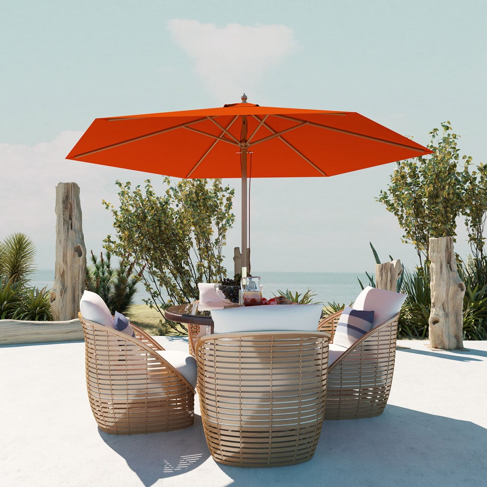 Outsunny Orange Wood Garden Sun Shade Parasol 2.5m Image 5