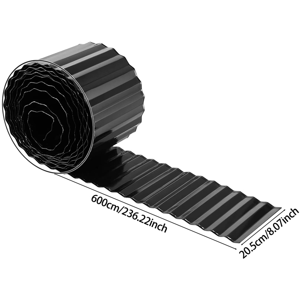 Living and Home 6m x 20.5cm Black Metal Corrugated Flexible Garden Edging Image 7