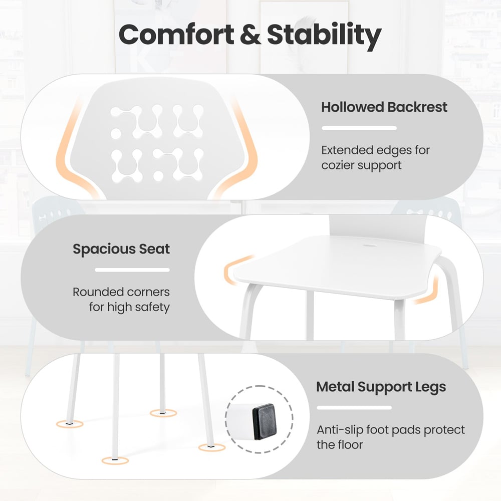 Costway Set of 4 White Hollowed Backrest Dining Chairs Image 7