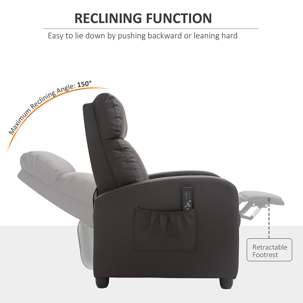 Portland Brown PU Leather Recliner Massage Chair with Remote Image 5