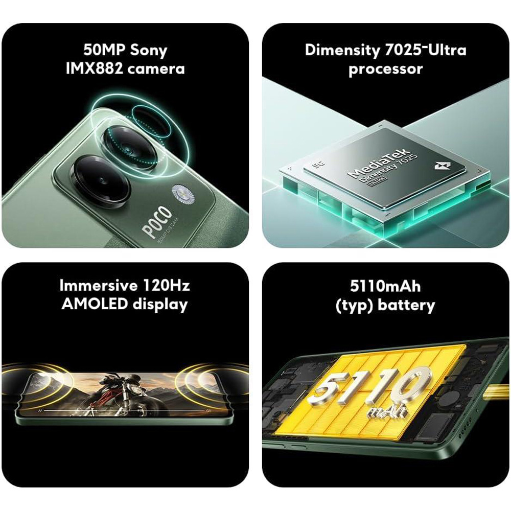 Xiaomi POCO M7 Pro 5G 8GB 256GB 6.67 inch Dual SIM Android Smartphone Green Image 4