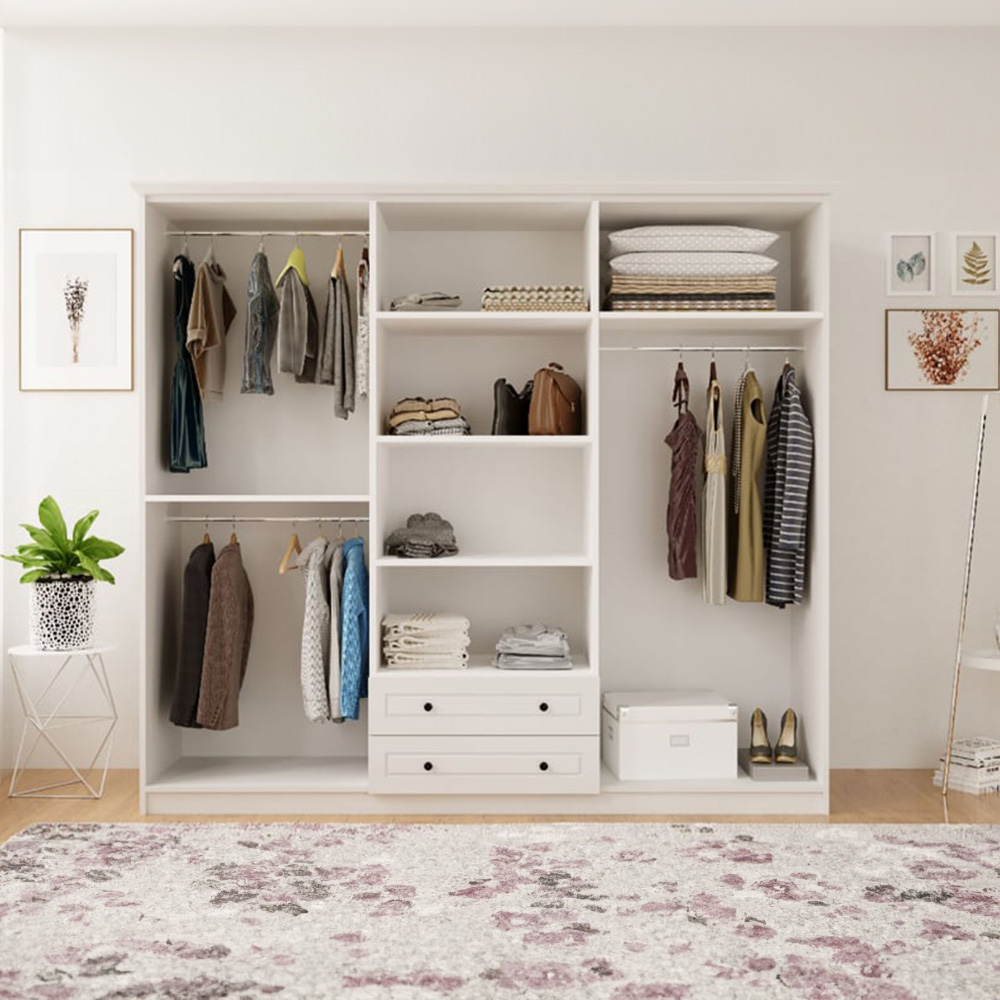 Evu VOLET 6 Door 2 Drawer White Wardrobe Image 5
