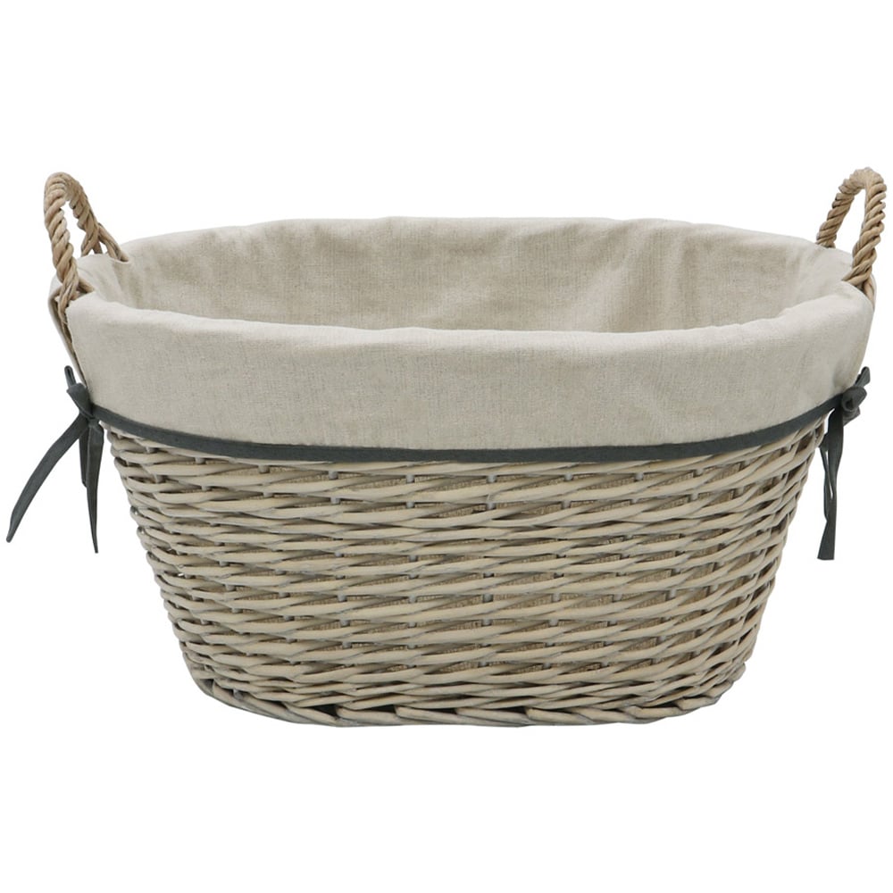 JVL Arianna Grey Oval Tapered Willow Storage Basket 77L Image 3