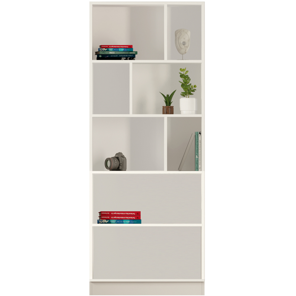 MARIE Gold White Home Office Desk with Bookcase Image 3