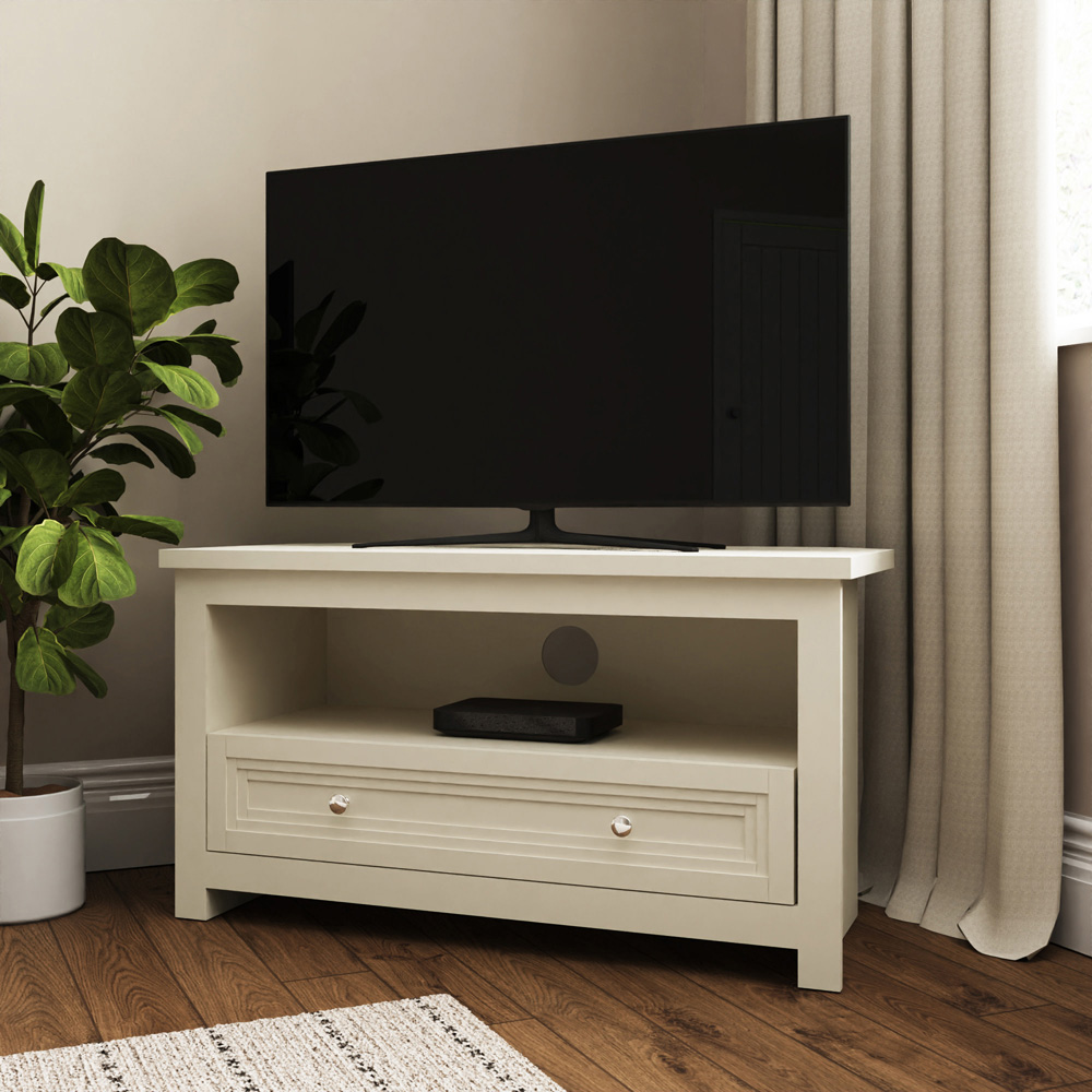 GFW Oakley Single Drawer Single Shelf Stone Corner TV Unit Image 8