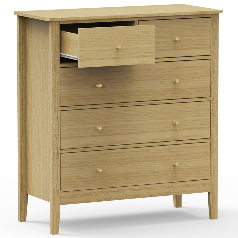 Core Products Henley 5 Drawer Oak Effect Wide Chest of Drawers Image 5